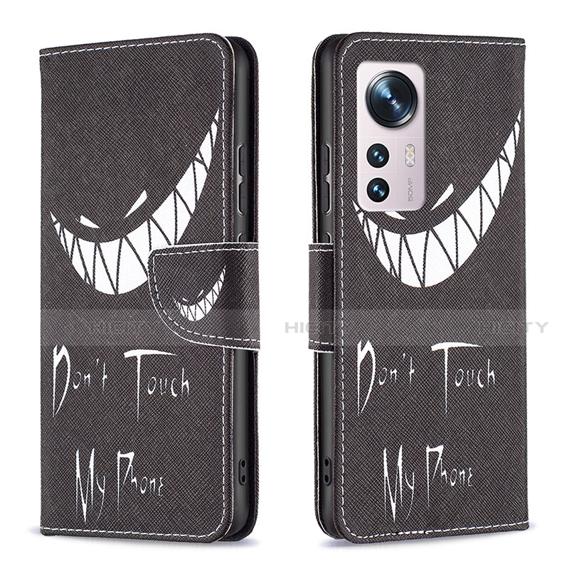 Coque Portefeuille Motif Fantaisie Livre Cuir Etui Clapet B03F pour Xiaomi Mi 12 5G Gris Fonce Plus