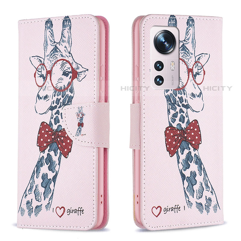 Coque Portefeuille Motif Fantaisie Livre Cuir Etui Clapet B03F pour Xiaomi Mi 12S 5G Rose Plus