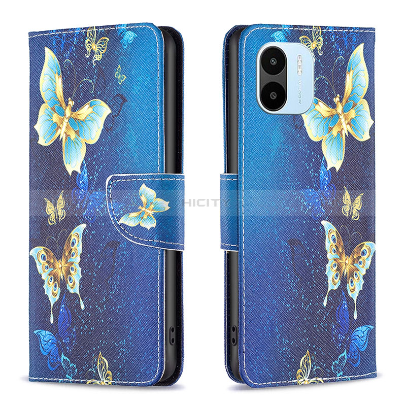 Coque Portefeuille Motif Fantaisie Livre Cuir Etui Clapet B03F pour Xiaomi Poco C50 Bleu Ciel Plus