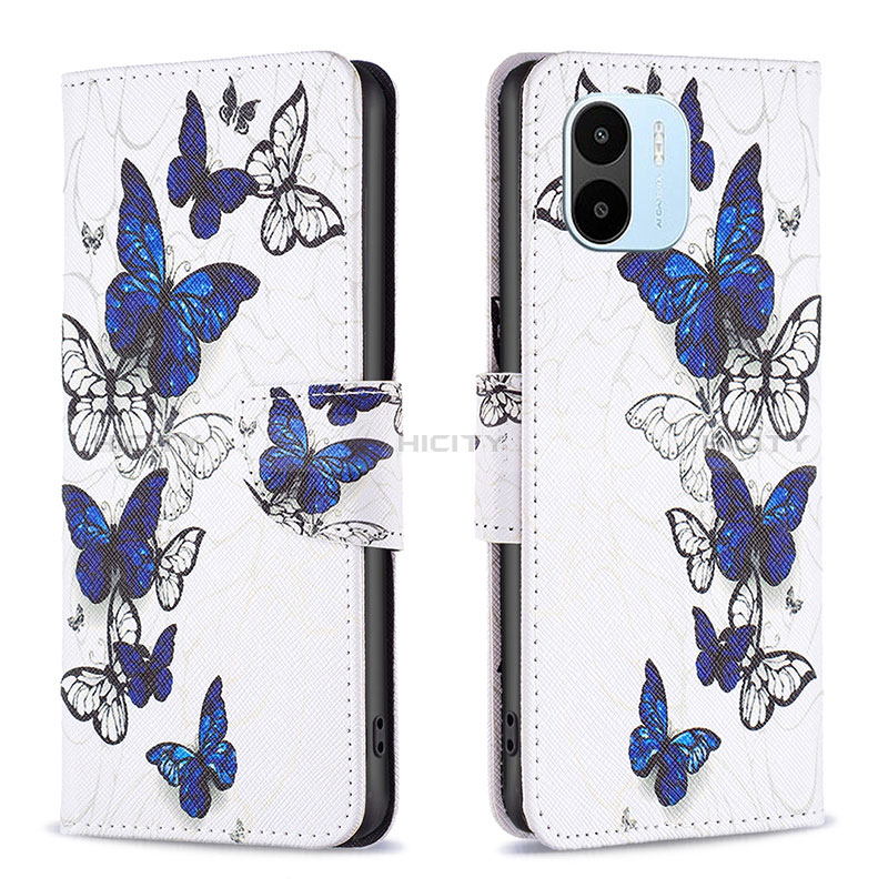 Coque Portefeuille Motif Fantaisie Livre Cuir Etui Clapet B03F pour Xiaomi Poco C51 Bleu Plus