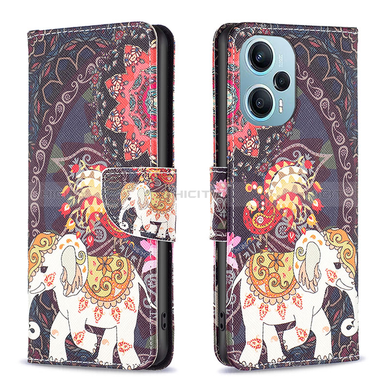 Coque Portefeuille Motif Fantaisie Livre Cuir Etui Clapet B03F pour Xiaomi Poco F5 5G Marron Plus