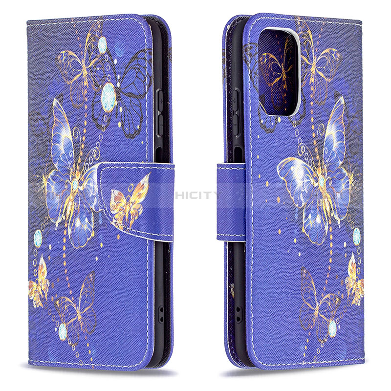 Coque Portefeuille Motif Fantaisie Livre Cuir Etui Clapet B03F pour Xiaomi Poco M5S Bleu Royal Plus