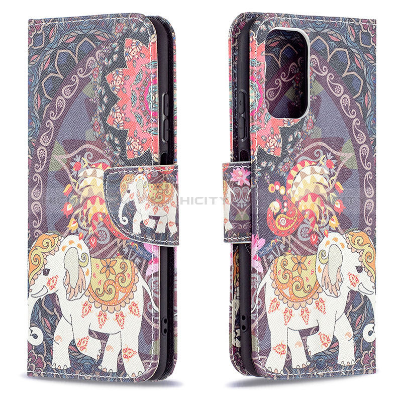 Coque Portefeuille Motif Fantaisie Livre Cuir Etui Clapet B03F pour Xiaomi Poco M5S Marron Plus