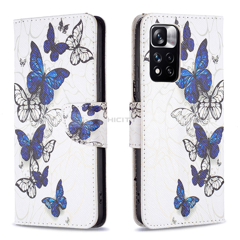 Coque Portefeuille Motif Fantaisie Livre Cuir Etui Clapet B03F pour Xiaomi Poco X4 NFC Bleu Plus