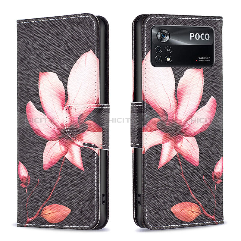 Coque Portefeuille Motif Fantaisie Livre Cuir Etui Clapet B03F pour Xiaomi Poco X4 Pro 5G Rouge Plus