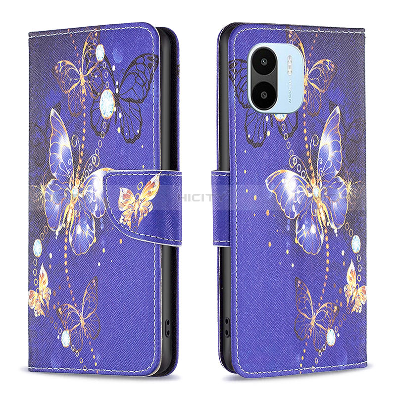 Coque Portefeuille Motif Fantaisie Livre Cuir Etui Clapet B03F pour Xiaomi Redmi A1 Bleu Royal Plus