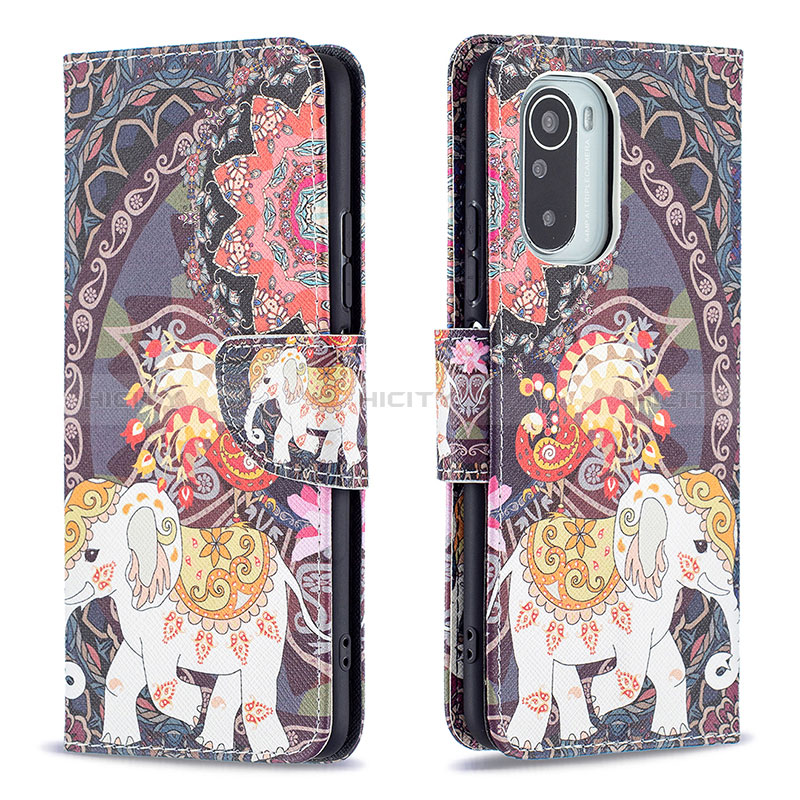 Coque Portefeuille Motif Fantaisie Livre Cuir Etui Clapet B03F pour Xiaomi Redmi K40 5G Marron Plus