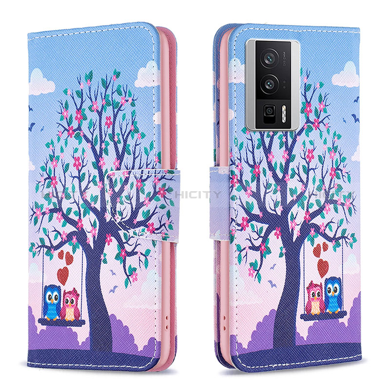 Coque Portefeuille Motif Fantaisie Livre Cuir Etui Clapet B03F pour Xiaomi Redmi K60 5G Violet Clair Plus