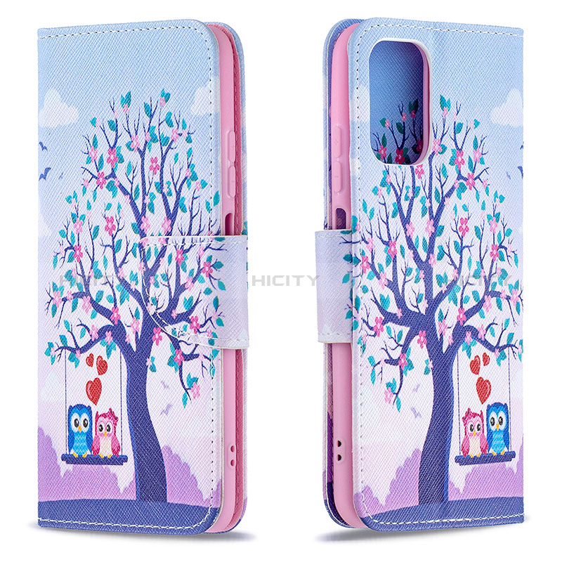 Coque Portefeuille Motif Fantaisie Livre Cuir Etui Clapet B03F pour Xiaomi Redmi Note 10 4G Violet Clair Plus