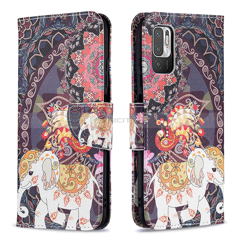 Coque Portefeuille Motif Fantaisie Livre Cuir Etui Clapet B03F pour Xiaomi Redmi Note 10T 5G Marron Plus