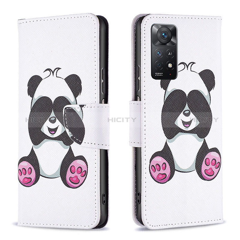 Coque Portefeuille Motif Fantaisie Livre Cuir Etui Clapet B03F pour Xiaomi Redmi Note 11 Pro 4G Blanc Plus