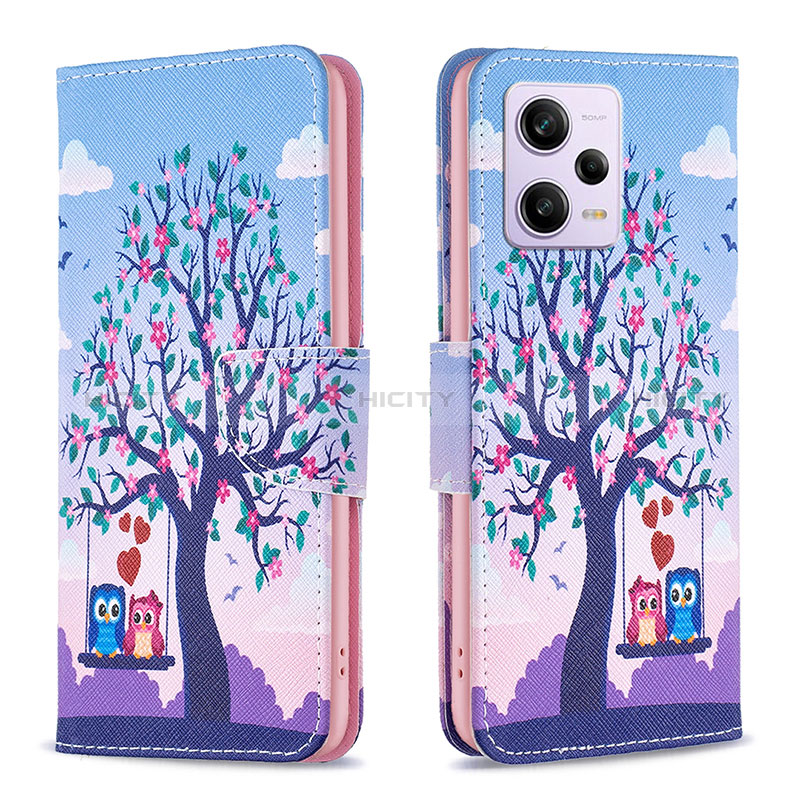 Coque Portefeuille Motif Fantaisie Livre Cuir Etui Clapet B03F pour Xiaomi Redmi Note 12 Explorer Violet Clair Plus