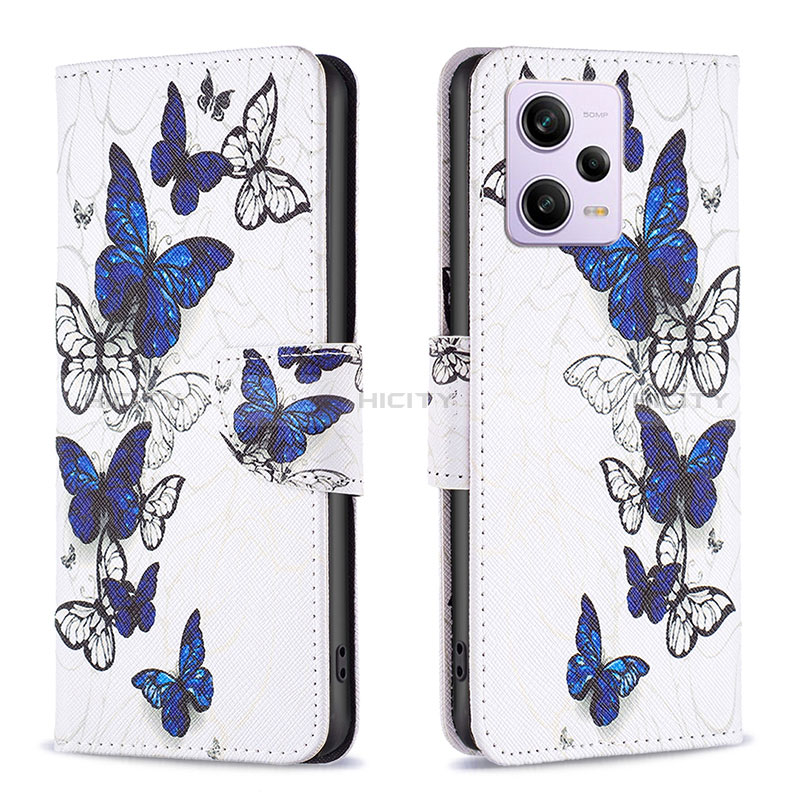 Coque Portefeuille Motif Fantaisie Livre Cuir Etui Clapet B03F pour Xiaomi Redmi Note 12 Pro 5G Bleu Plus