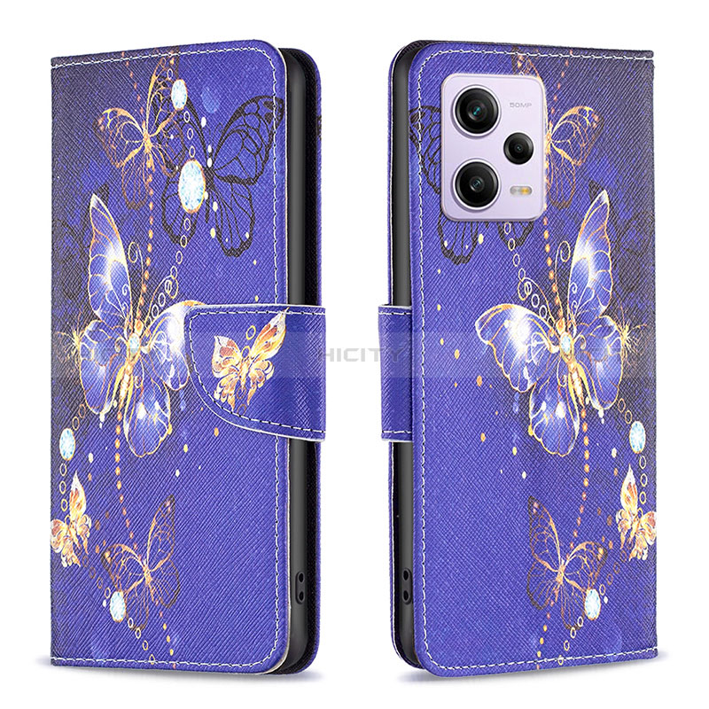 Coque Portefeuille Motif Fantaisie Livre Cuir Etui Clapet B03F pour Xiaomi Redmi Note 12 Pro 5G Bleu Royal Plus