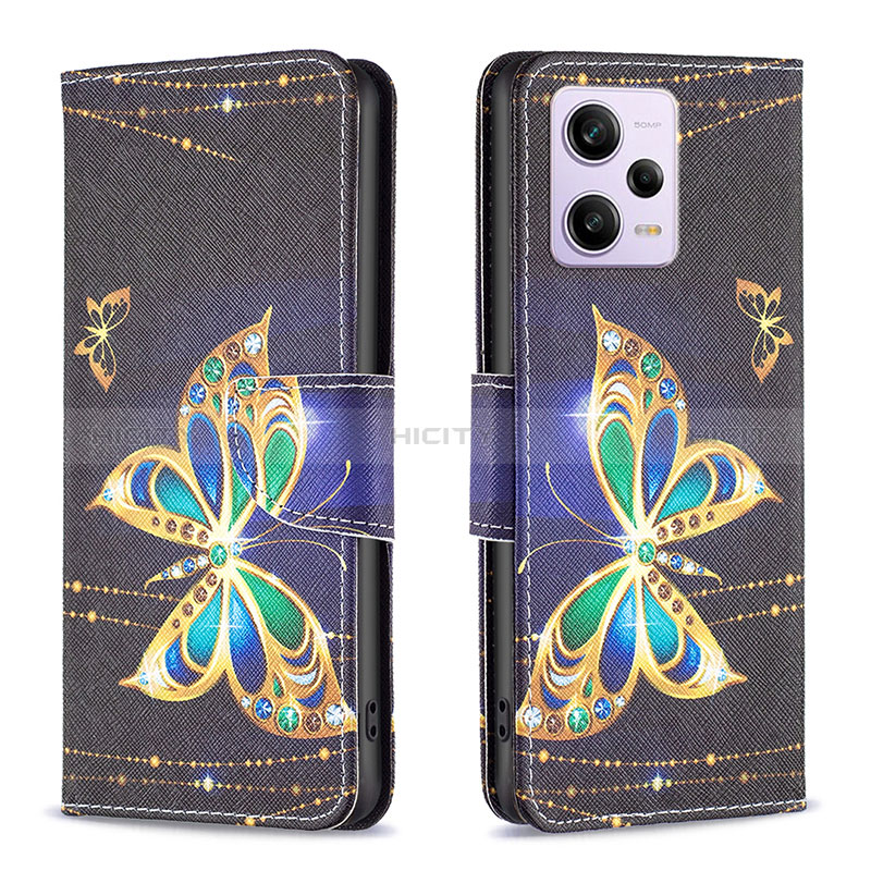 Coque Portefeuille Motif Fantaisie Livre Cuir Etui Clapet B03F pour Xiaomi Redmi Note 12 Pro+ Plus 5G Noir Plus