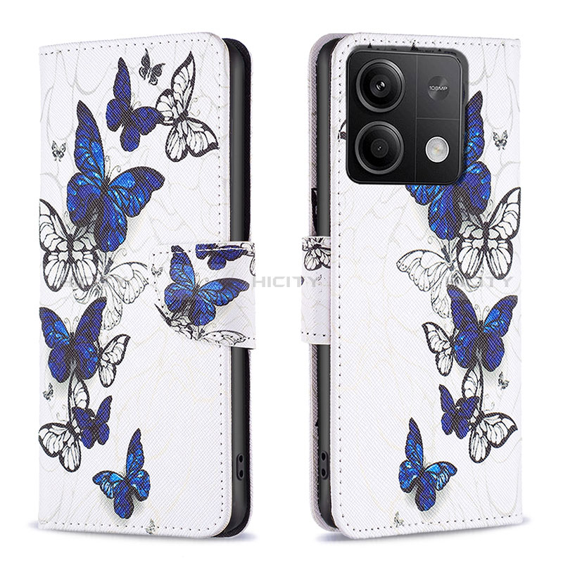 Coque Portefeuille Motif Fantaisie Livre Cuir Etui Clapet B03F pour Xiaomi Redmi Note 13 5G Bleu Plus