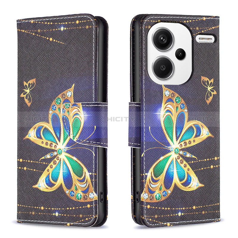 Coque Portefeuille Motif Fantaisie Livre Cuir Etui Clapet B03F pour Xiaomi Redmi Note 13 Pro+ Plus 5G Noir Plus