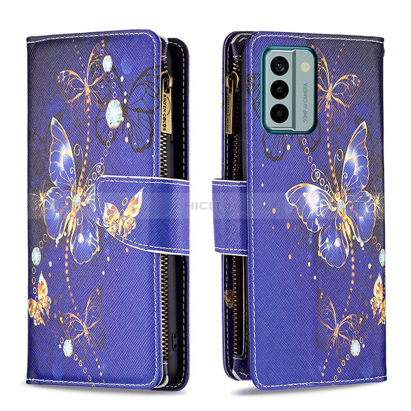 Coque Portefeuille Motif Fantaisie Livre Cuir Etui Clapet B04F pour Nokia G22 Bleu Royal Plus