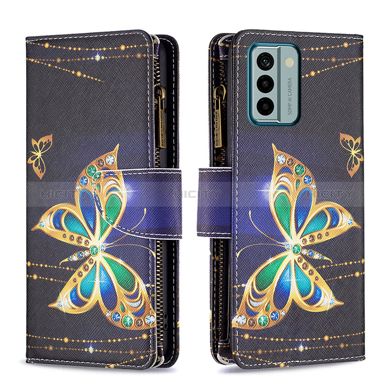 Coque Portefeuille Motif Fantaisie Livre Cuir Etui Clapet B04F pour Nokia G22 Noir Plus