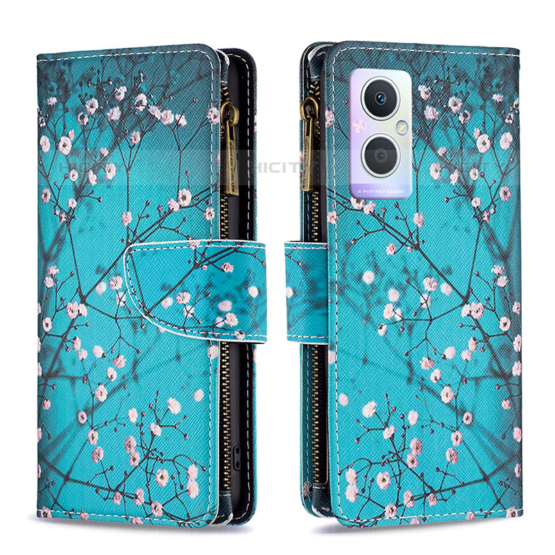 Coque Portefeuille Motif Fantaisie Livre Cuir Etui Clapet B04F pour OnePlus Nord N20 5G Cyan Plus