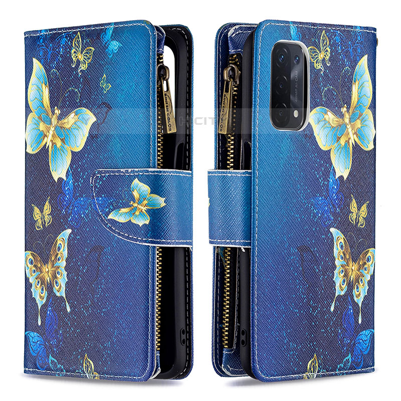 Coque Portefeuille Motif Fantaisie Livre Cuir Etui Clapet B04F pour OnePlus Nord N200 5G Bleu Plus