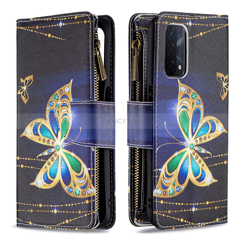 Coque Portefeuille Motif Fantaisie Livre Cuir Etui Clapet B04F pour Oppo A54 5G Noir Plus