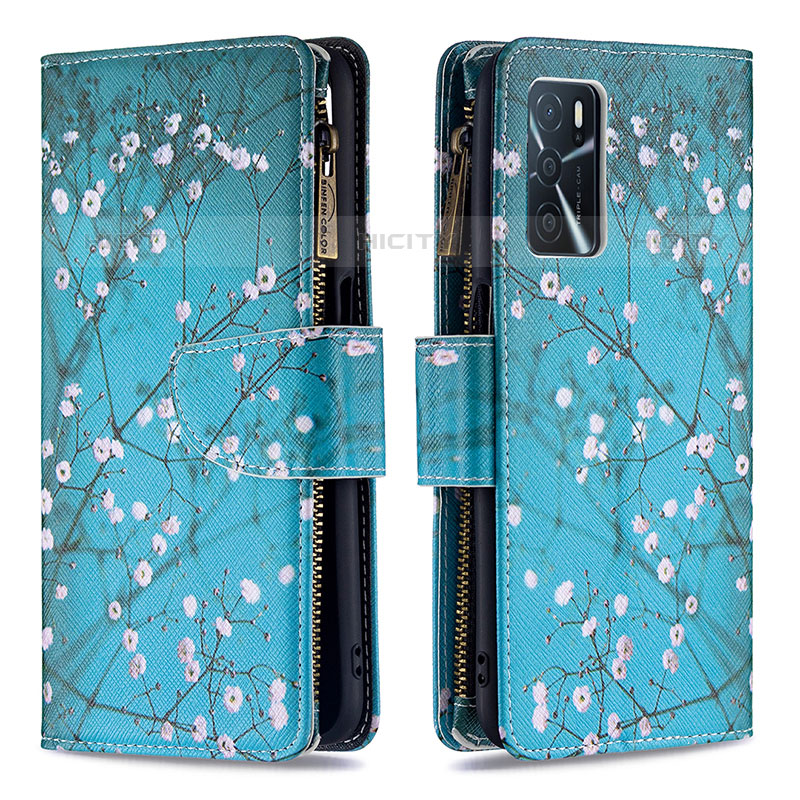 Coque Portefeuille Motif Fantaisie Livre Cuir Etui Clapet B04F pour Oppo A54s Cyan Plus