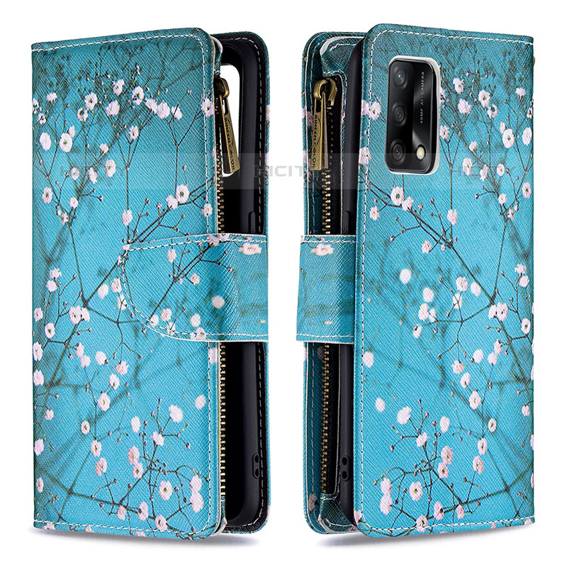 Coque Portefeuille Motif Fantaisie Livre Cuir Etui Clapet B04F pour Oppo A74 4G Cyan Plus