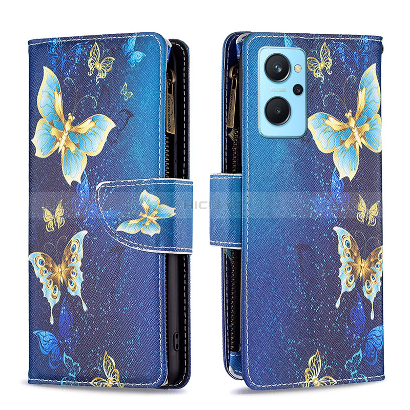 Coque Portefeuille Motif Fantaisie Livre Cuir Etui Clapet B04F pour Oppo A96 4G Bleu Plus