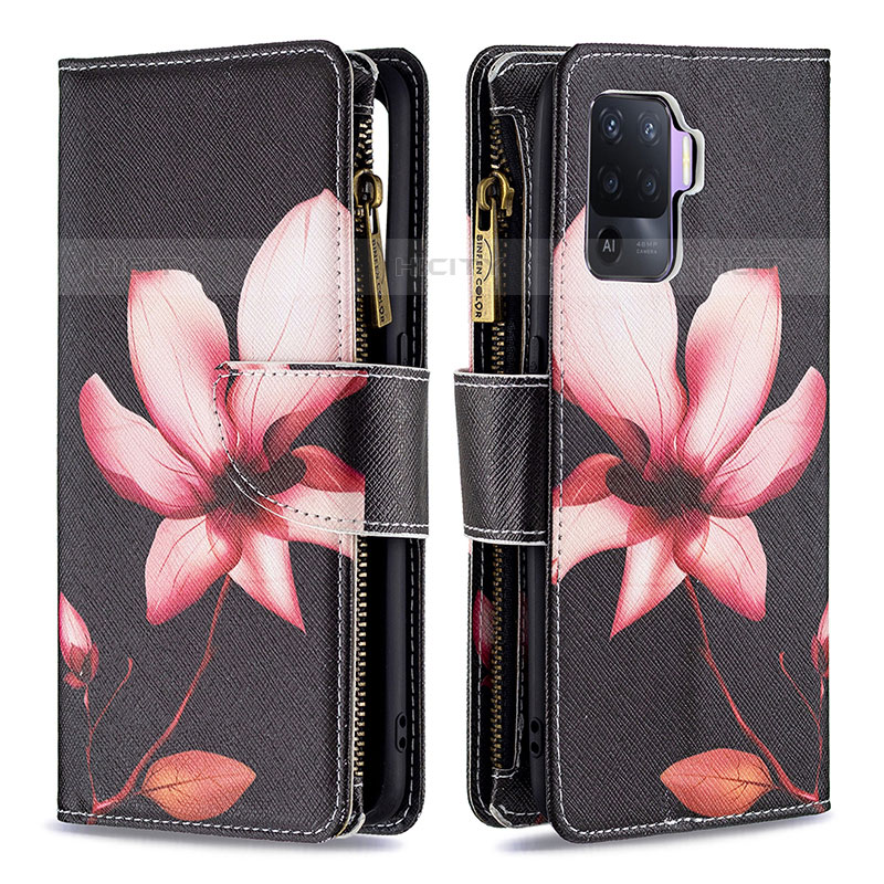 Coque Portefeuille Motif Fantaisie Livre Cuir Etui Clapet B04F pour Oppo F19 Pro Rouge Plus