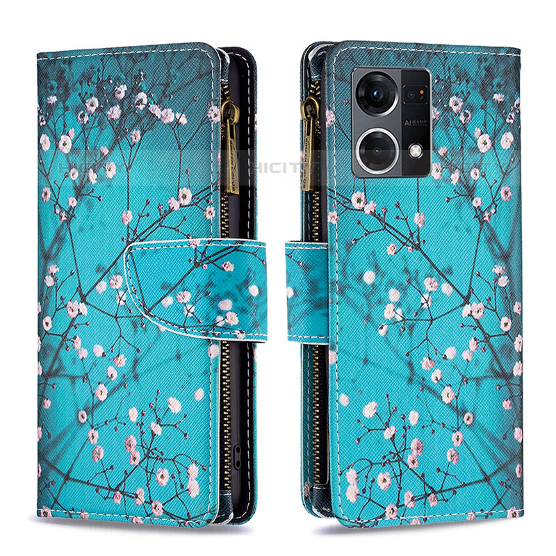 Coque Portefeuille Motif Fantaisie Livre Cuir Etui Clapet B04F pour Oppo F21 Pro 4G Cyan Plus