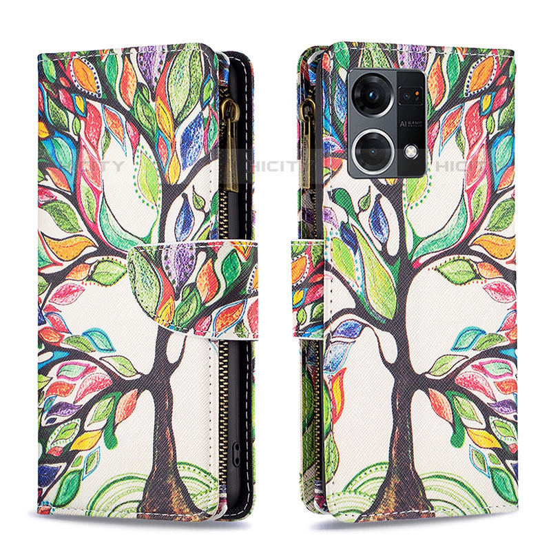 Coque Portefeuille Motif Fantaisie Livre Cuir Etui Clapet B04F pour Oppo F21 Pro 4G Vert Plus