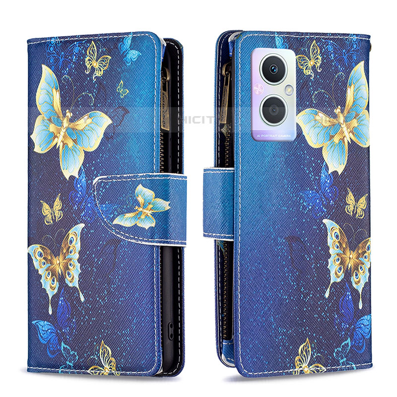 Coque Portefeuille Motif Fantaisie Livre Cuir Etui Clapet B04F pour Oppo F21 Pro 5G Bleu Plus