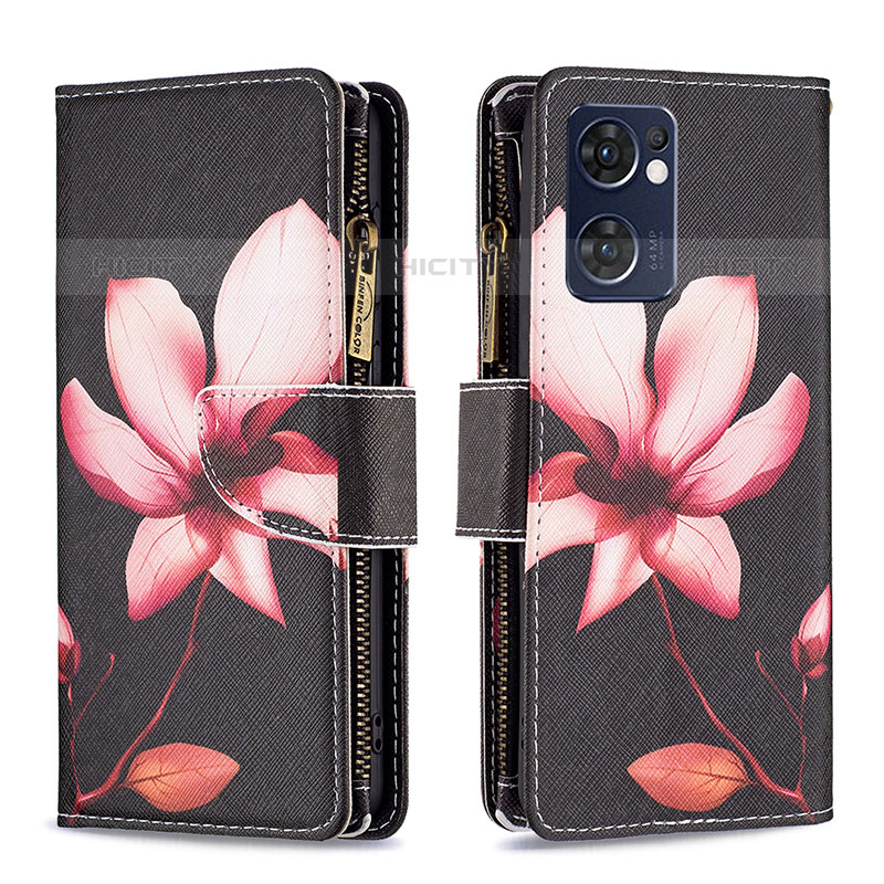 Coque Portefeuille Motif Fantaisie Livre Cuir Etui Clapet B04F pour Oppo Reno7 5G Rouge Plus