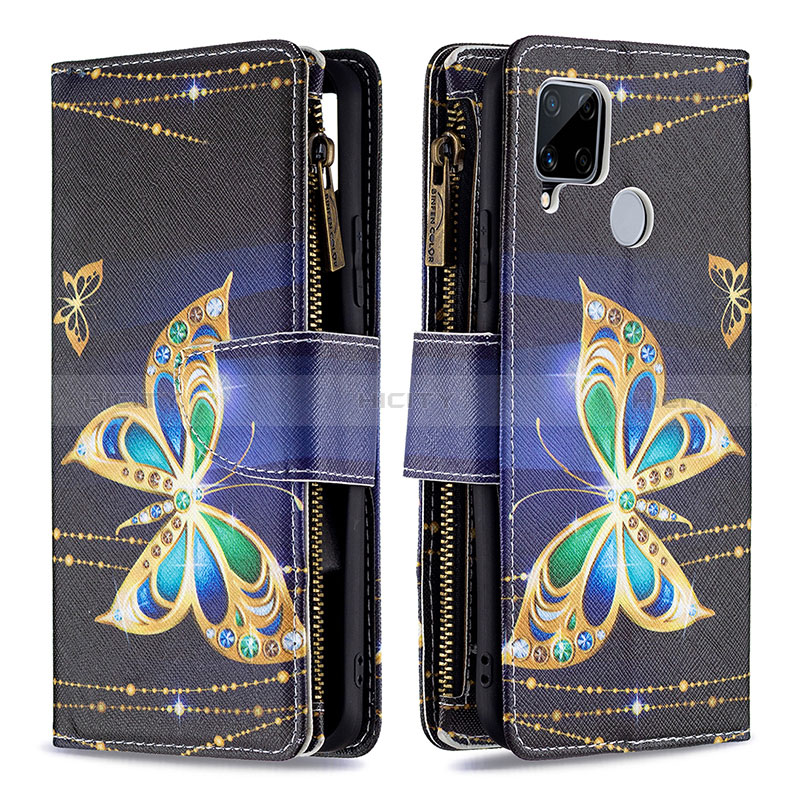 Coque Portefeuille Motif Fantaisie Livre Cuir Etui Clapet B04F pour Realme 7i RMX2193 Noir Plus