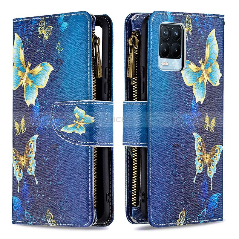 Coque Portefeuille Motif Fantaisie Livre Cuir Etui Clapet B04F pour Realme 8 Pro Bleu Plus