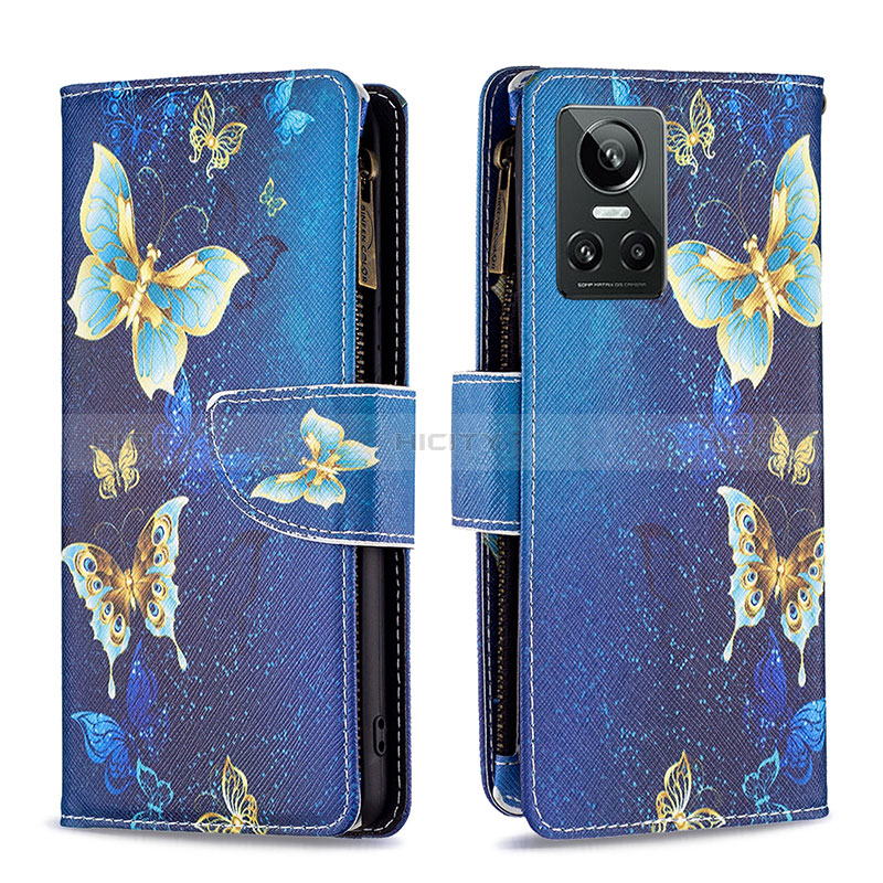 Coque Portefeuille Motif Fantaisie Livre Cuir Etui Clapet B04F pour Realme GT Neo3 5G Bleu Plus