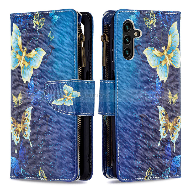 Coque Portefeuille Motif Fantaisie Livre Cuir Etui Clapet B04F pour Samsung Galaxy A04s Bleu Plus