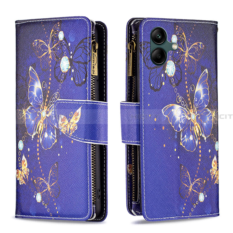 Coque Portefeuille Motif Fantaisie Livre Cuir Etui Clapet B04F pour Samsung Galaxy A05 Bleu Royal Plus