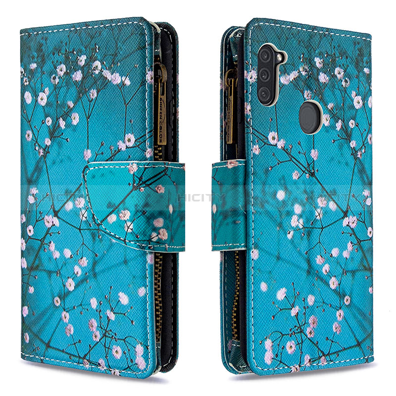 Coque Portefeuille Motif Fantaisie Livre Cuir Etui Clapet B04F pour Samsung Galaxy A11 Cyan Plus