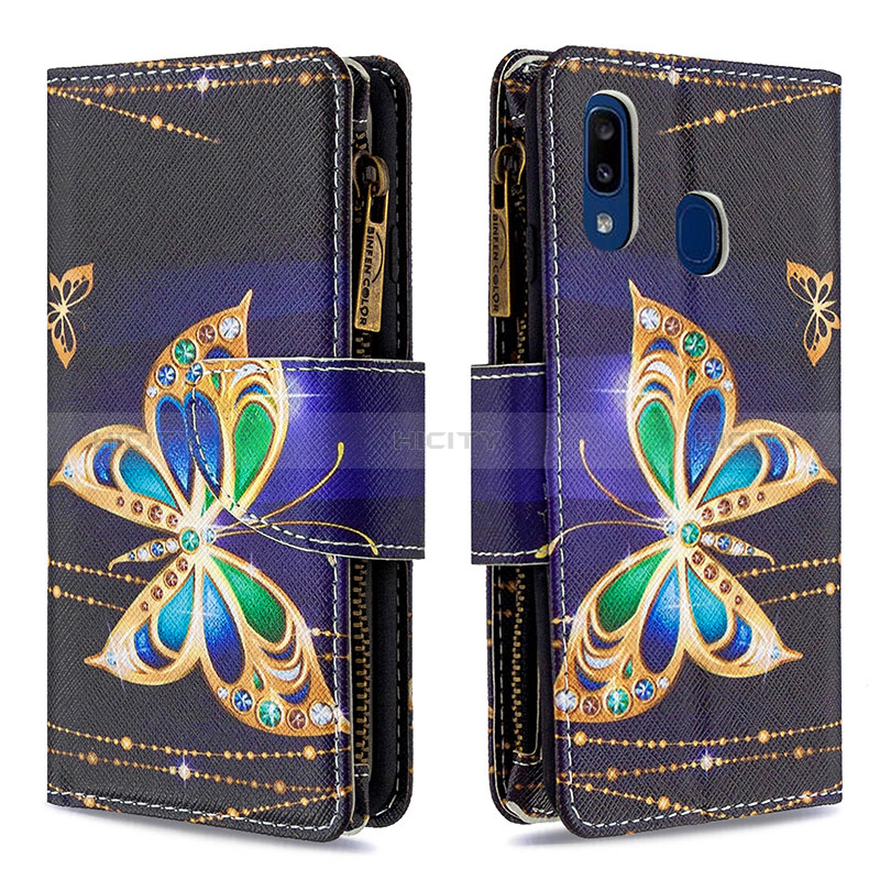 Coque Portefeuille Motif Fantaisie Livre Cuir Etui Clapet B04F pour Samsung Galaxy A20e Noir Plus