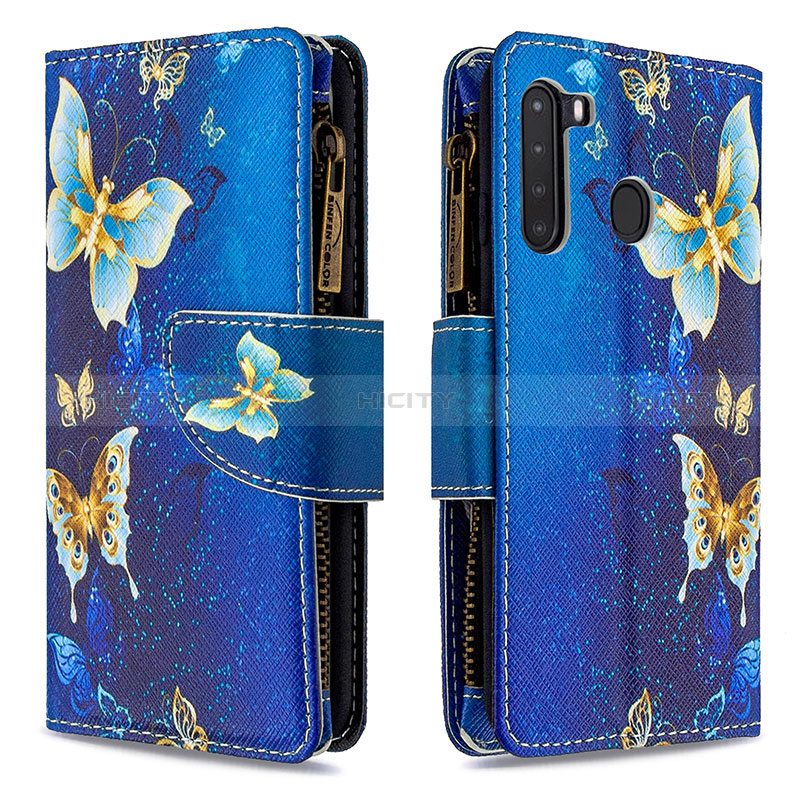 Coque Portefeuille Motif Fantaisie Livre Cuir Etui Clapet B04F pour Samsung Galaxy A21 Bleu Plus