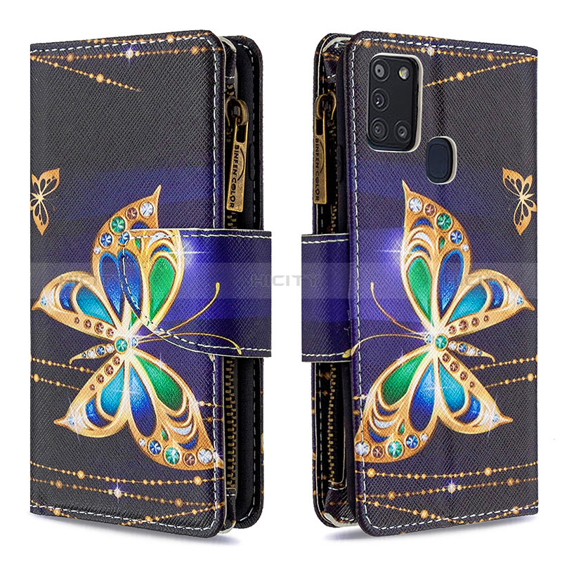 Coque Portefeuille Motif Fantaisie Livre Cuir Etui Clapet B04F pour Samsung Galaxy A21s Noir Plus