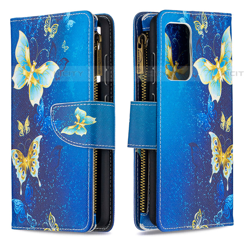 Coque Portefeuille Motif Fantaisie Livre Cuir Etui Clapet B04F pour Samsung Galaxy A52 5G Bleu Plus