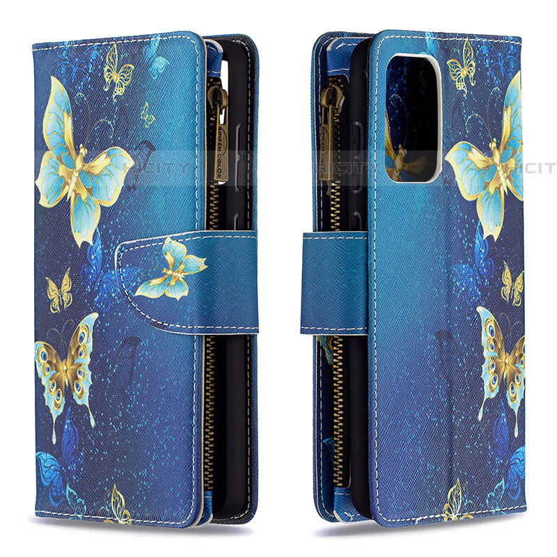 Coque Portefeuille Motif Fantaisie Livre Cuir Etui Clapet B04F pour Samsung Galaxy A72 4G Bleu Plus