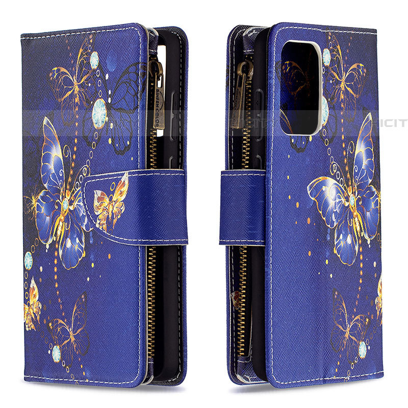 Coque Portefeuille Motif Fantaisie Livre Cuir Etui Clapet B04F pour Samsung Galaxy A72 5G Bleu Royal Plus