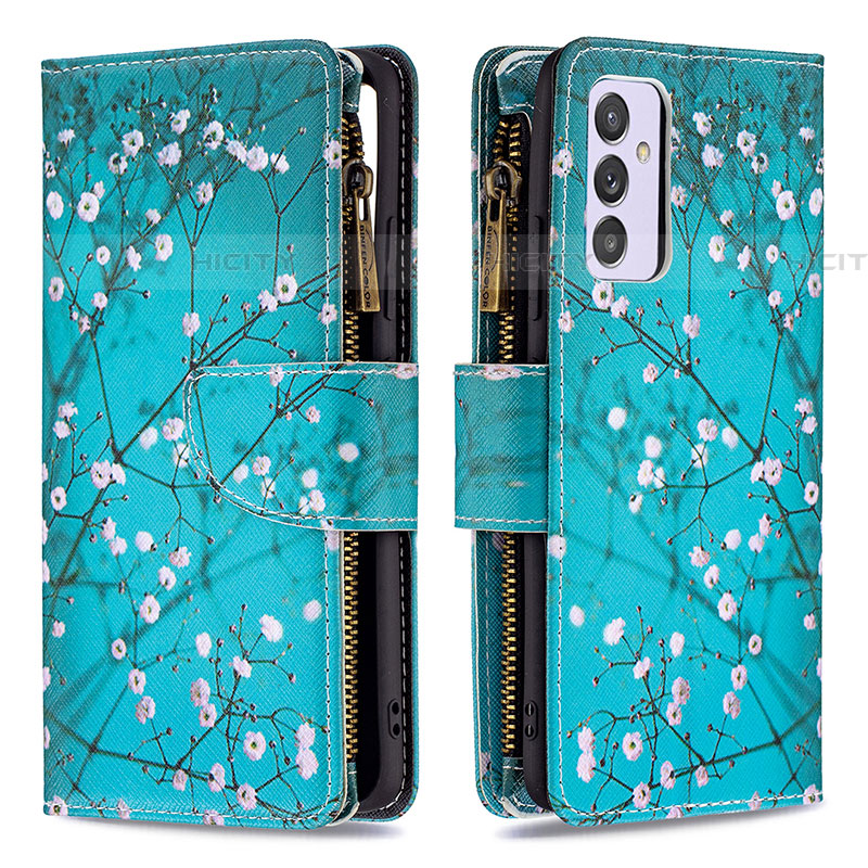 Coque Portefeuille Motif Fantaisie Livre Cuir Etui Clapet B04F pour Samsung Galaxy A82 5G Cyan Plus