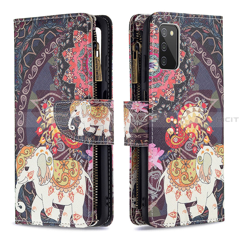 Coque Portefeuille Motif Fantaisie Livre Cuir Etui Clapet B04F pour Samsung Galaxy F02S SM-E025F Marron Plus