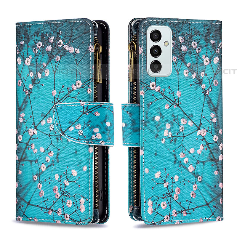 Coque Portefeuille Motif Fantaisie Livre Cuir Etui Clapet B04F pour Samsung Galaxy F23 5G Cyan Plus