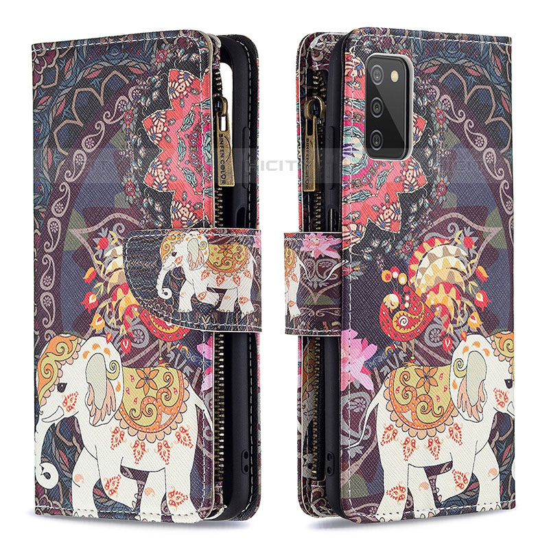 Coque Portefeuille Motif Fantaisie Livre Cuir Etui Clapet B04F pour Samsung Galaxy M02s Marron Plus